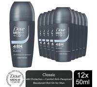 Dove Men+Care Classic Anti-Perspirant Roll On Deodorant with a long-lasting classic fragrance for 48 hour protection against sweat and odour 6x 50 ml