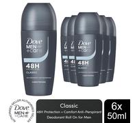 Dove Men+Care Roll On Classic AntiPerspirant Deodorant 48H Protection, 6x50ml
