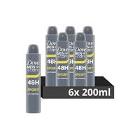 Dove Men+Care Sport Men's Antiperspirant Deodorant Body Spray for 48 hour sweat and odour protection with ¼ moisturising cream 200 ml, Pack of 6