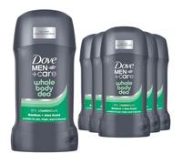 Dove Men+Care Whole Body Deodorant Stick Bamboo & Aloe 50ml - 6 Pack, Aluminum-Free Anti-Friction Formula for 72H Odour Protection, Dermatologist Tested