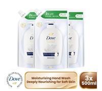 Dove Moisturising Liquid Hand Wash Eco-Refill for Instantly Soft Skin 500ml, 3pk