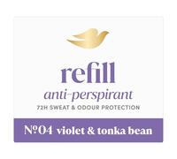 Dove No. 4 Violet & Tonka Bean Anti-Perspirant Refill women's antiperspirant stick styled to last with 72h odour protection, with Dove's signature care, dermatologically tested 35 ml (Refill Only)
