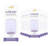 Dove No. 4 Violet & Tonka Bean Anti-Perspirant Starter Kit 12 Pack - Refillable Deodorant Case with 35ml Refill Each, Long-Lasting Sweat and Odour Protection, Gentle on Skin
