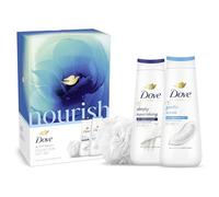 Dove Nourish Body Wash Shower Gel Collection with a luxury shower puff Gift Set skin care gifts for her 2 piece
