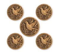 Dove of Peace Challenge Coin - Christian Bible Coin with Matthew 5:9 Scripture, Angel Design Back, Inspirational Prayer Gift, Metal Finish, 5-Pack with Clear Acrylic Cases