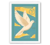 Dove of Peace Geometric Framed Wall Art Print A2 (59.4×42cm) White, Wall Decor for Living Room, Bedroom, Office & Home, Ready to Hang, Art Gift