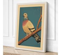 Dove on Branch Japandi Canvas Wall Art Print 18x12 Inch (46 x 30 cm)