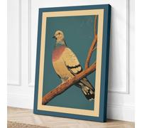 Dove on Branch Japandi Canvas Wall Art Print 18x12 Inch (46 x 30 cm)