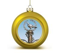 Dove on Ivy Column Christmas Ball Ornaments - Shatterproof Plastic Vintage Rustic Xmas Tree Decorations Pendant for Family Holiday Wedding Party Xmas Hanging Decoration