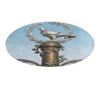 Dove on Ivy Column Round Area Rug Non Slip Backing Doormat Water Absorbent Plush Throw Low-Pile Non-Slip Floor Mat Carpet for Living Room Bedroom Entryway Nursery Room 90 * 90cm