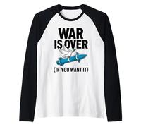 Dove on Missile with Olive Branch - War is Over Message Raglan Baseball Tee