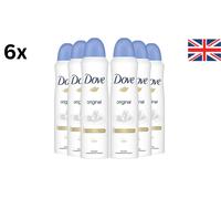 Dove Original Anti-Perspirant Deodorant Spray 150ml x 6 Pack - 48H Protection