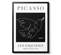 Dove - Pablo Picasso, Black & White Line Art, Fine Art Print, Famous Painting Home Decor, Modern Art Gift Idea, Archival Matte, A3 (Print Only) - 42x29.7cm