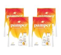 Dove Pamper Collection Gift Set - 4 Pack, Body Wash, Bath Soak, Beauty Bar and Wax Burner, Relaxing Shea Butter and Vanilla Scented Skincare Set, Moisturising Self-Care Gift.