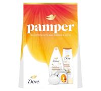 Dove Pamper Collection Gift Set, Body Wash, Bath Soak, Beauty Bar and Wax Burner, Relaxing Shea Butter and Vanilla Scented Skincare Set, Moisturising Self-Care Gift, Nourishing Daily Essentials