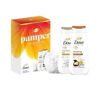 Dove Pamper Duo Gift Set, Advanced Care Body Wash Set with Shower Puff, 2 x 225ml