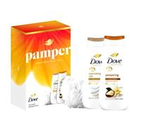 Dove Pamper Duo Gift Set, Advanced Care Body Wash Set with Shower Puff, 2 x 225ml