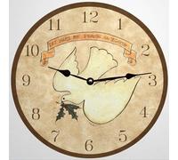 Dove - Peace On Earth Round Clocks Decorative Non-Ticking Frameless Wall Clock Colorful Wall Clock For School Living Room Home 25Cm