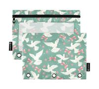 Dove Pink Bows Stars Pencil Pouch for 3-Ring Binder Clear Pencil Case