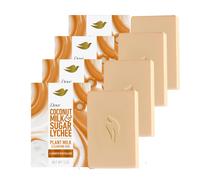 Dove Plant Milk Cleansing Bar Soap Coconut Milk & Sugar Lychee Smooth Revitalizer 4 Count for Moisturized Skin Gentle Cleanser No Sulfate Cleansers o