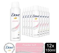 Dove Powder Anti-Perspirant with 48H Sweat Protection Deo for Women 150ml, 12pk