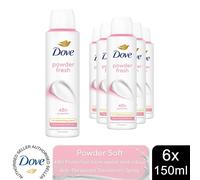 Dove Powder Deodorant Anti-Perspirant Spray , 0% ALCOHOL , 150mL , 6 PACK