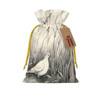 Dove Print Drawstring Gift Pouches,For Holiday,New Year,Travel Supplies