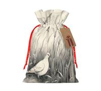 Dove Print Drawstring Gift Pouches,For Holiday,New Year,Travel Supplies