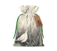Dove Print Drawstring Gift Pouches,For Holiday,New Year,Travel Supplies