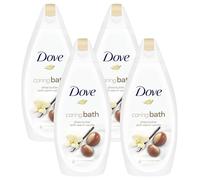 Dove Purely Pampering Shea Butter and Warm Vanilla Bath Soak with ¼ moisturising Cream for an Indulgent Bubble Bath 450 ml (Pack of 4)
