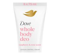 Dove Raspberry & Rose Whole Body Deodorant Cream 0% aluminium deodorant with vitamin B3 for all-day odour control 75 ml - Pack of 6