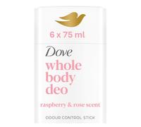 Dove Whole Body Long Lasting Fresh Raspberry and Rose Deodorant Stick 75ml 6 Pack