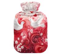 Dove Red Hot Water Bottles with Soft Cover Feet and Bed Warmer Warm Water Heat Bottles for Menstrual Cramps Pain Relief