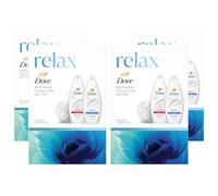 Dove Relax Body Wash Collection with Sulphate and SLES Free Hydrate Bodywash 225ml and Velvet Glow Bodywash 225ml 2 Pieces Gift Set for Her with Shower Puf ,4pk