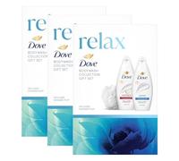Dove Relax Body Wash Collection with Sulphate and SLES Free Hydrate Bodywash 225ml and Velvet Glow Bodywash 225ml 2 Pieces Gift Set for Her with Shower Puf ,3pk