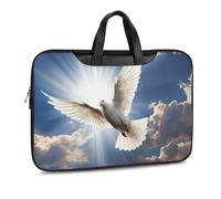 Dove Sky Printed Leather Shoulder Messenger Bag Briefcase for Men Women Travel Business Office Hangbag Laptop Pack Crossbody