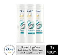Dove Body Lotion Smoothing Care Natural Coconut Oil for All Skin Types, 3x400ml