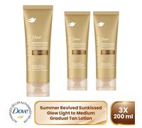 Dove Summer Revived Tanning Lotion 200ml 3 Pack , Light to Medium Sunkissed Glow