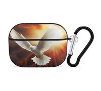 Dove Sun Art Airpod Pro Case AirPods 2 Case for Women Hard Shell Protective Cover with Carabiner Keychain Compatible with AirPods Case 2nd 1st Generation, Front LED Visible Black