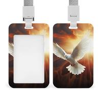 Dove Sun Art Retractable ID Badge Holder with Lanyard Vertical Badge Reel Keychain Clip Name Tag Id Card Holder Protector for Nurse Officer Teacher Security Staff Women Men
