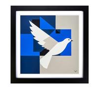 Dove Suprematism Framed Wall Art Print 18x18 Inch Black