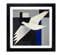 Dove Suprematism Framed Wall Art Print 18x18 Inch Black