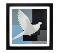 Dove Suprematism Framed Wall Art Print 18x18 Inch Black