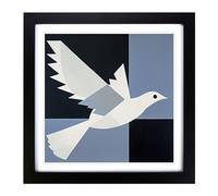 Dove Suprematism No.7 Framed Print | 18x18 Inch Black Framed Wall Art | Ready to Hang | Modern Animal Picture | Living Room Bedroom Lounge Office