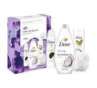 Dove Time To Relax Body Selection with a luxury shower puff Gift Set perfect gifts for her 3 piece