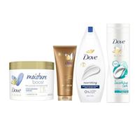 Dove Total Hydration Body Care Pack with Lotion, Tan Mousse, Shower Butter & Nourishing Body Wash Complete Moisturising Skincare Set for Soft Smooth Skin, Nourishing Hydration Routine