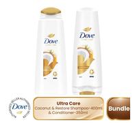 2x400ml Dove Nourishing Restoring Ritual Shampoo with coconut oil