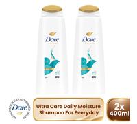 Dove Ultra Care Shampoo - Daily Moisture 2x400 ml, Bio Restore Technology