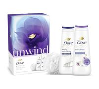Dove Unwind Body Wash Shower Gel Collection with a luxury shower puff Gift Set perfect gifts for her 2 piece