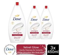 Dove Velvet Glow Body Wash 0% Sulfate SLES for Soft & Smoother Skin 450ml, 3pk